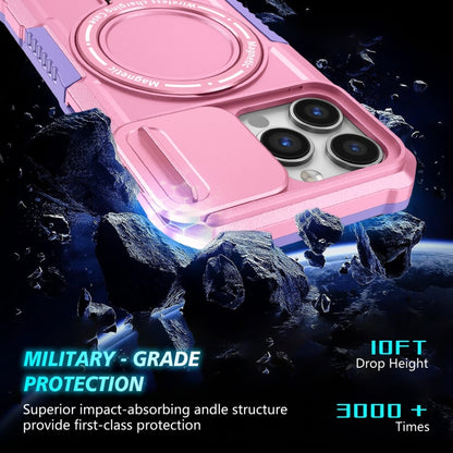 For iPhone 13 Pro Sliding Camshield MagSafe Holder TPU Hybrid PC Phone Case(Purple Pink) - iPhone 13 Pro Cases by buy2fix | Online Shopping UK | buy2fix