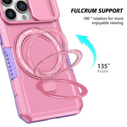 For iPhone 13 Pro Sliding Camshield MagSafe Holder TPU Hybrid PC Phone Case(Purple Pink) - iPhone 13 Pro Cases by buy2fix | Online Shopping UK | buy2fix