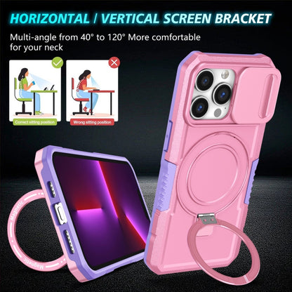 For iPhone 13 Pro Sliding Camshield MagSafe Holder TPU Hybrid PC Phone Case(Purple Pink) - iPhone 13 Pro Cases by buy2fix | Online Shopping UK | buy2fix