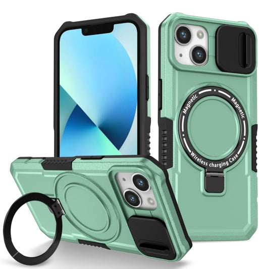 For iPhone 13 Sliding Camshield MagSafe Holder TPU Hybrid PC Phone Case(Light Blue) - iPhone 13 Cases by buy2fix | Online Shopping UK | buy2fix