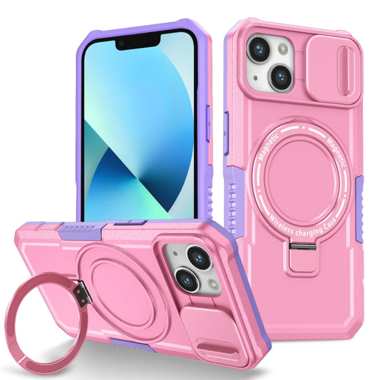 For iPhone 13 Sliding Camshield MagSafe Holder TPU Hybrid PC Phone Case(Purple Pink) - iPhone 13 Cases by buy2fix | Online Shopping UK | buy2fix