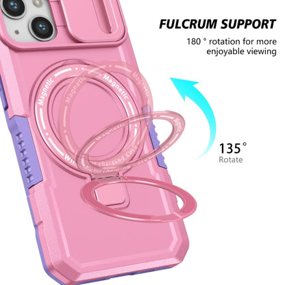 For iPhone 13 Sliding Camshield MagSafe Holder TPU Hybrid PC Phone Case(Purple Pink) - iPhone 13 Cases by buy2fix | Online Shopping UK | buy2fix