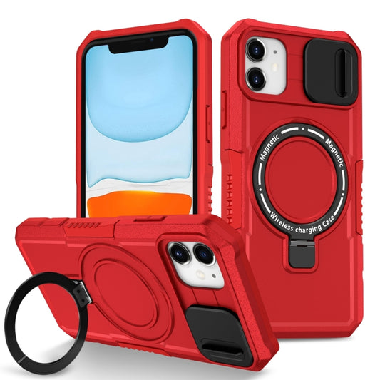 For iPhone 12 Sliding Camshield MagSafe Holder TPU Hybrid PC Phone Case(Red) - iPhone 12 / 12 Pro Cases by buy2fix | Online Shopping UK | buy2fix