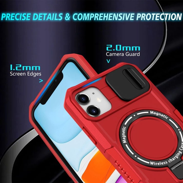 For iPhone 12 Sliding Camshield MagSafe Holder TPU Hybrid PC Phone Case(Red) - iPhone 12 / 12 Pro Cases by buy2fix | Online Shopping UK | buy2fix