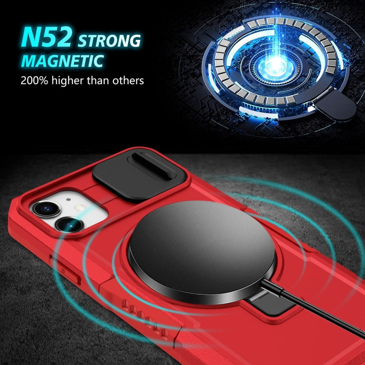 For iPhone 12 Sliding Camshield MagSafe Holder TPU Hybrid PC Phone Case(Red) - iPhone 12 / 12 Pro Cases by buy2fix | Online Shopping UK | buy2fix