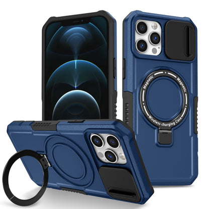 For iPhone 12 Pro Max Sliding Camshield MagSafe Holder TPU Hybrid PC Phone Case(Royal Blue) - iPhone 12 Pro Max Cases by buy2fix | Online Shopping UK | buy2fix