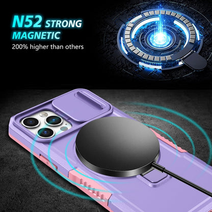 For iPhone 12 Pro Sliding Camshield MagSafe Holder TPU Hybrid PC Phone Case(Pink Purple) - iPhone 12 / 12 Pro Cases by buy2fix | Online Shopping UK | buy2fix