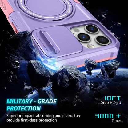For iPhone 12 Pro Sliding Camshield MagSafe Holder TPU Hybrid PC Phone Case(Pink Purple) - iPhone 12 / 12 Pro Cases by buy2fix | Online Shopping UK | buy2fix