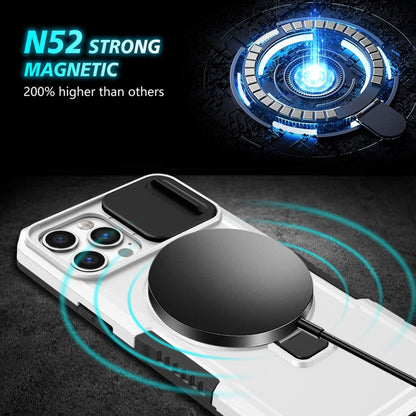 For iPhone 12 Pro Sliding Camshield MagSafe Holder TPU Hybrid PC Phone Case(Black White) by buy2fix