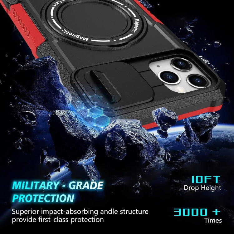 For iPhone 11 Pro Max Sliding Camshield MagSafe Holder TPU Hybrid PC Phone Case(Black Red) - iPhone 11 Pro Max Cases by buy2fix | Online Shopping UK | buy2fix