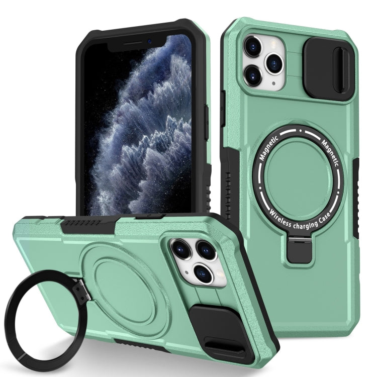 For iPhone 11 Pro Max Sliding Camshield MagSafe Holder TPU Hybrid PC Phone Case(Light Blue) - iPhone 11 Pro Max Cases by buy2fix | Online Shopping UK | buy2fix