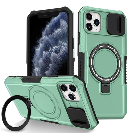For iPhone 11 Pro Max Sliding Camshield MagSafe Holder TPU Hybrid PC Phone Case(Light Blue) - iPhone 11 Pro Max Cases by buy2fix | Online Shopping UK | buy2fix