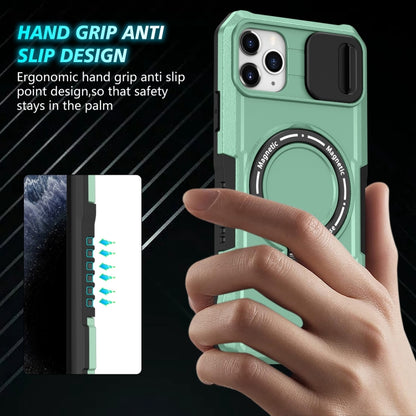 For iPhone 11 Pro Max Sliding Camshield MagSafe Holder TPU Hybrid PC Phone Case(Light Blue) - iPhone 11 Pro Max Cases by buy2fix | Online Shopping UK | buy2fix