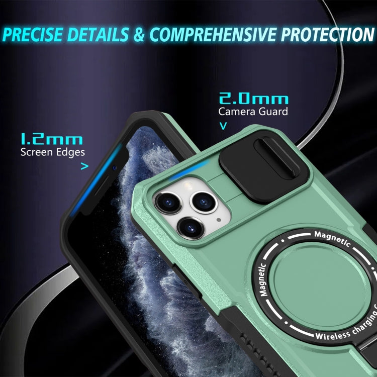 For iPhone 11 Pro Max Sliding Camshield MagSafe Holder TPU Hybrid PC Phone Case(Light Blue) - iPhone 11 Pro Max Cases by buy2fix | Online Shopping UK | buy2fix