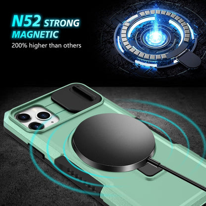For iPhone 11 Pro Max Sliding Camshield MagSafe Holder TPU Hybrid PC Phone Case(Light Blue) - iPhone 11 Pro Max Cases by buy2fix | Online Shopping UK | buy2fix