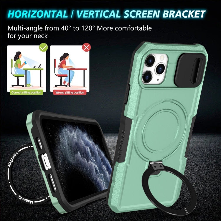 For iPhone 11 Pro Max Sliding Camshield MagSafe Holder TPU Hybrid PC Phone Case(Light Blue) - iPhone 11 Pro Max Cases by buy2fix | Online Shopping UK | buy2fix