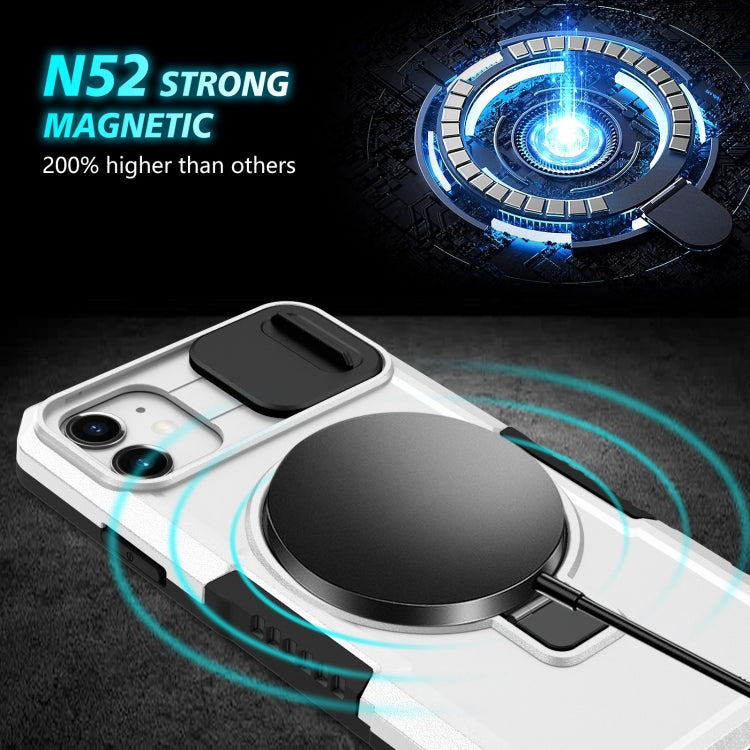 For iPhone 11 Sliding Camshield MagSafe Holder TPU Hybrid PC Phone Case(Black White) - iPhone 11 Cases by buy2fix | Online Shopping UK | buy2fix