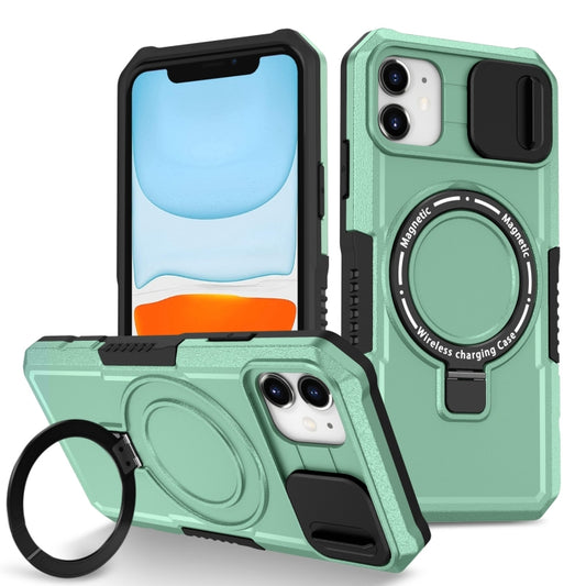 For iPhone 11 Sliding Camshield MagSafe Holder TPU Hybrid PC Phone Case(Light Blue) - iPhone 11 Cases by buy2fix | Online Shopping UK | buy2fix