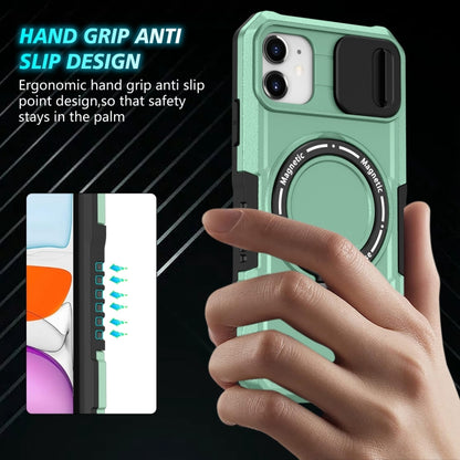 For iPhone 11 Sliding Camshield MagSafe Holder TPU Hybrid PC Phone Case(Light Blue) - iPhone 11 Cases by buy2fix | Online Shopping UK | buy2fix