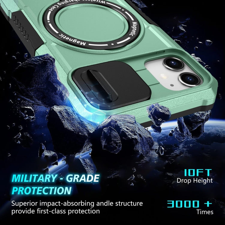 For iPhone 11 Sliding Camshield MagSafe Holder TPU Hybrid PC Phone Case(Light Blue) - iPhone 11 Cases by buy2fix | Online Shopping UK | buy2fix