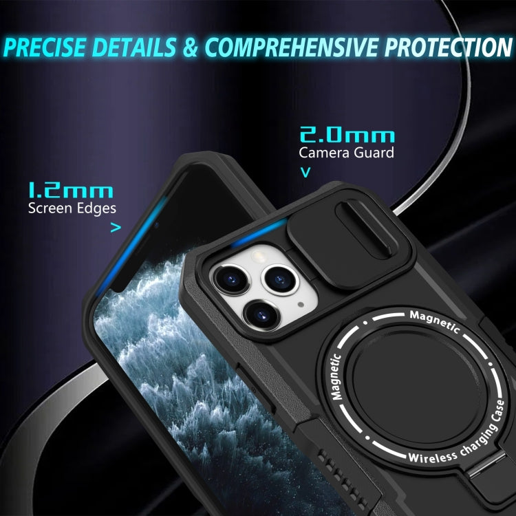 For iPhone 11 Pro Sliding Camshield MagSafe Holder TPU Hybrid PC Phone Case(Black) - iPhone 11 Pro Cases by buy2fix | Online Shopping UK | buy2fix