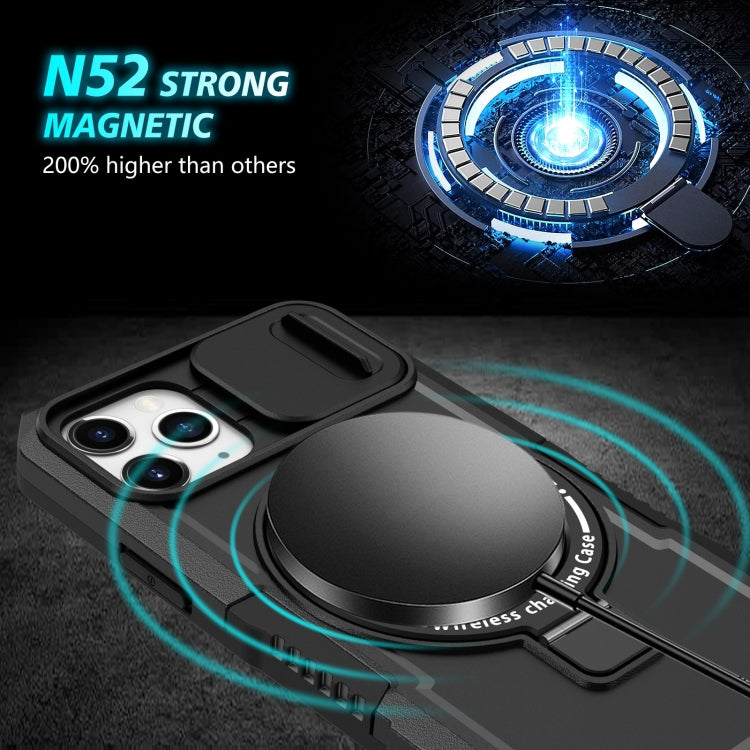 For iPhone 11 Pro Sliding Camshield MagSafe Holder TPU Hybrid PC Phone Case(Black) - iPhone 11 Pro Cases by buy2fix | Online Shopping UK | buy2fix
