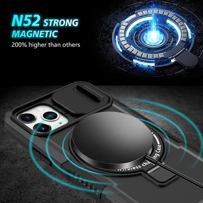 For iPhone 11 Pro Sliding Camshield MagSafe Holder TPU Hybrid PC Phone Case(Black) - iPhone 11 Pro Cases by buy2fix | Online Shopping UK | buy2fix