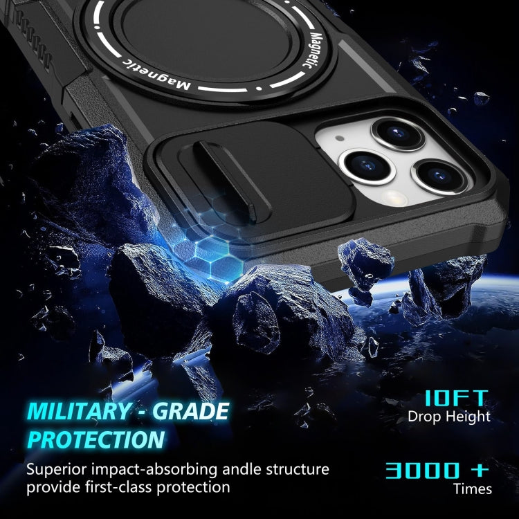 For iPhone 11 Pro Sliding Camshield MagSafe Holder TPU Hybrid PC Phone Case(Black) - iPhone 11 Pro Cases by buy2fix | Online Shopping UK | buy2fix