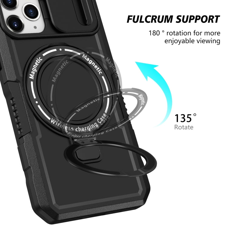 For iPhone 11 Pro Sliding Camshield MagSafe Holder TPU Hybrid PC Phone Case(Black) - iPhone 11 Pro Cases by buy2fix | Online Shopping UK | buy2fix