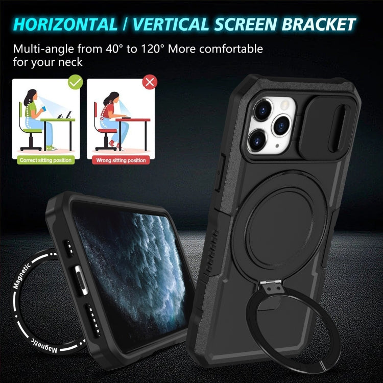 For iPhone 11 Pro Sliding Camshield MagSafe Holder TPU Hybrid PC Phone Case(Black) - iPhone 11 Pro Cases by buy2fix | Online Shopping UK | buy2fix