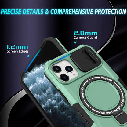 For iPhone 11 Pro Sliding Camshield MagSafe Holder TPU Hybrid PC Phone Case(Light Blue) by buy2fix