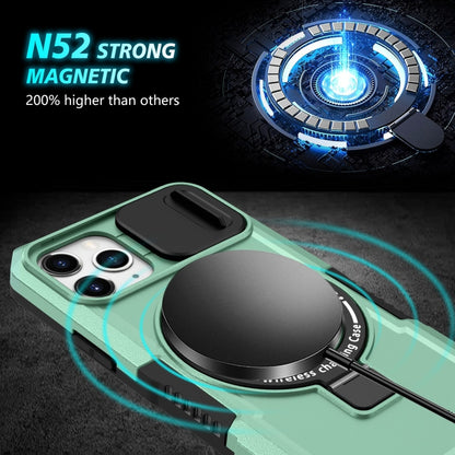 For iPhone 11 Pro Sliding Camshield MagSafe Holder TPU Hybrid PC Phone Case(Light Blue) by buy2fix