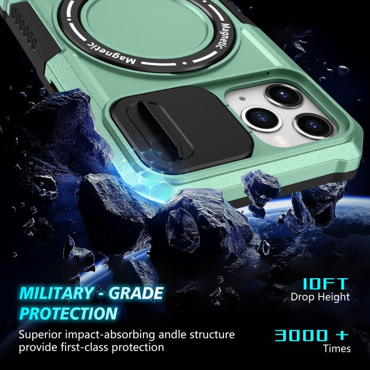 For iPhone 11 Pro Sliding Camshield MagSafe Holder TPU Hybrid PC Phone Case(Light Blue) by buy2fix