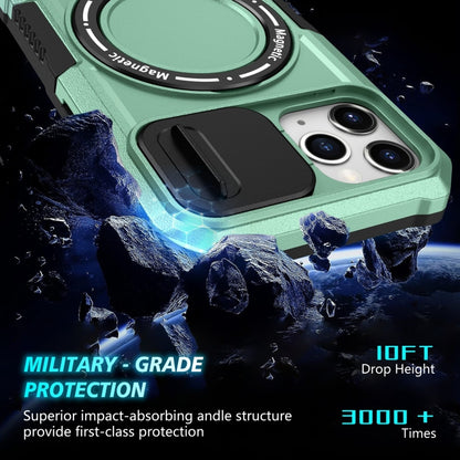 For iPhone 11 Pro Sliding Camshield MagSafe Holder TPU Hybrid PC Phone Case(Light Blue) by buy2fix