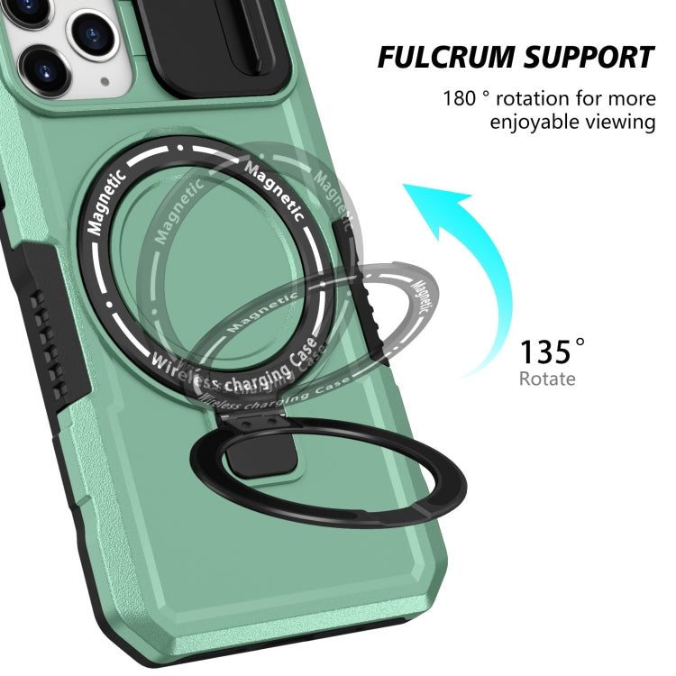 For iPhone 11 Pro Sliding Camshield MagSafe Holder TPU Hybrid PC Phone Case(Light Blue) by buy2fix