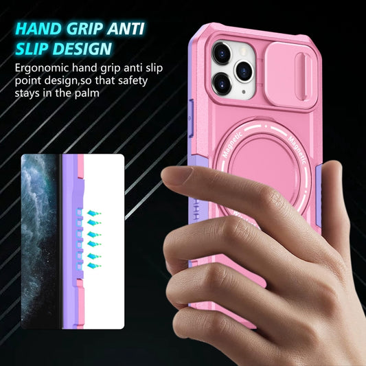 For iPhone 11 Pro Sliding Camshield MagSafe Holder TPU Hybrid PC Phone Case(Purple Pink) - iPhone 11 Pro Cases by buy2fix | Online Shopping UK | buy2fix