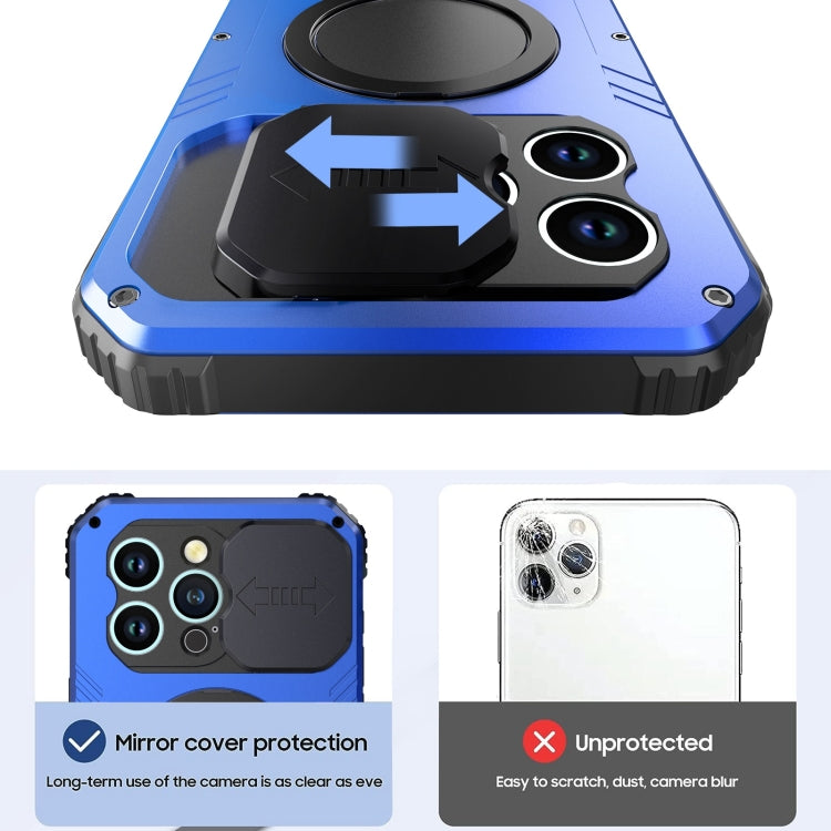 For iPhone 15 Pro Max Camera Shield MagSafe Holder Life Waterproof Phone Case(Blue) by buy2fix