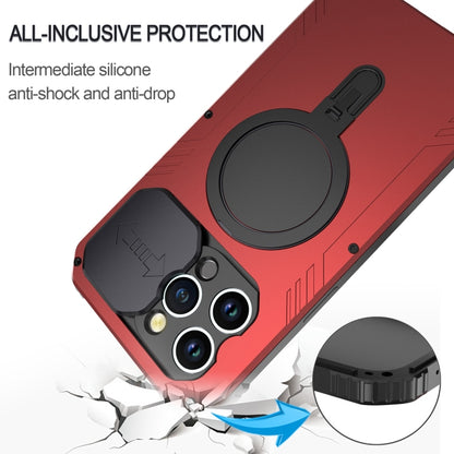 For iPhone 15 Pro Max Camera Shield MagSafe Holder Life Waterproof Phone Case(Red) - iPhone 15 Pro Max Cases by buy2fix | Online Shopping UK | buy2fix