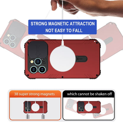 For iPhone 15 Pro Max Camera Shield MagSafe Holder Life Waterproof Phone Case(Red) - iPhone 15 Pro Max Cases by buy2fix | Online Shopping UK | buy2fix