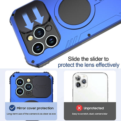For iPhone 15 Camera Shield MagSafe Holder Life Waterproof Phone Case(Blue) - iPhone 15 Cases by buy2fix | Online Shopping UK | buy2fix