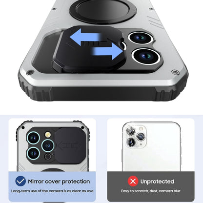 For iPhone 15 Camera Shield MagSafe Holder Life Waterproof Phone Case(Silver) - iPhone 15 Cases by buy2fix | Online Shopping UK | buy2fix
