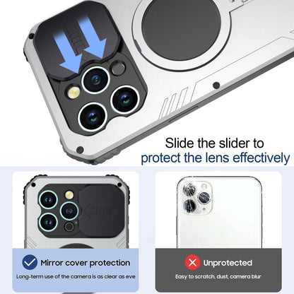 For iPhone 15 Camera Shield MagSafe Holder Life Waterproof Phone Case(Silver) - iPhone 15 Cases by buy2fix | Online Shopping UK | buy2fix