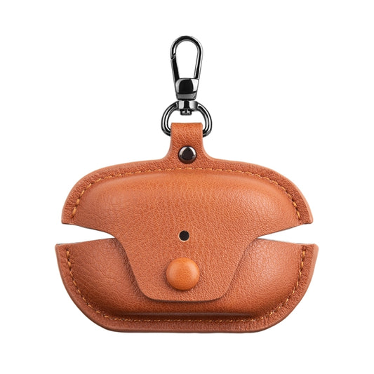 For Sony WF-1000XM5 Leather TWS Earphone Protective Case with Hook(Light Brown) - Other Earphone Case by buy2fix | Online Shopping UK | buy2fix