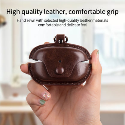 For Sony WF-1000XM5 Leather TWS Earphone Protective Case with Hook(Dark Brown) - Other Earphone Case by buy2fix | Online Shopping UK | buy2fix