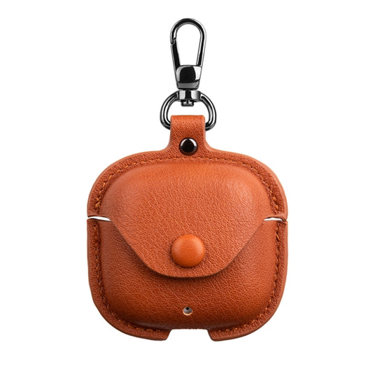 For Huawei FreeBuds SE 2 / SE 3 Leather TWS Earphone Protective Case with Hook(Light Brown) - Huawei Earphone Case by buy2fix | Online Shopping UK | buy2fix