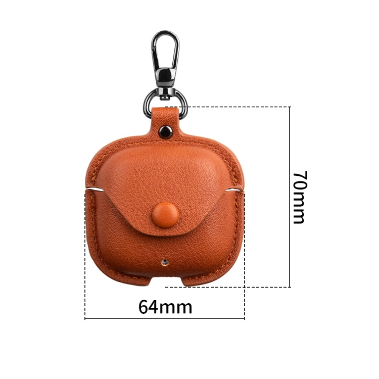 For Huawei FreeBuds SE 2 / SE 3 Leather TWS Earphone Protective Case with Hook(Light Brown) - Huawei Earphone Case by buy2fix | Online Shopping UK | buy2fix