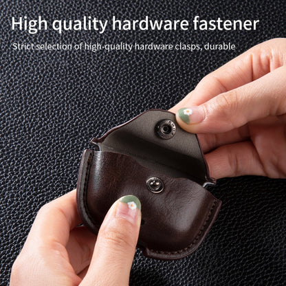 For Huawei FreeBuds SE 2 / SE 3 Leather TWS Earphone Protective Case with Hook(Light Brown) - Huawei Earphone Case by buy2fix | Online Shopping UK | buy2fix
