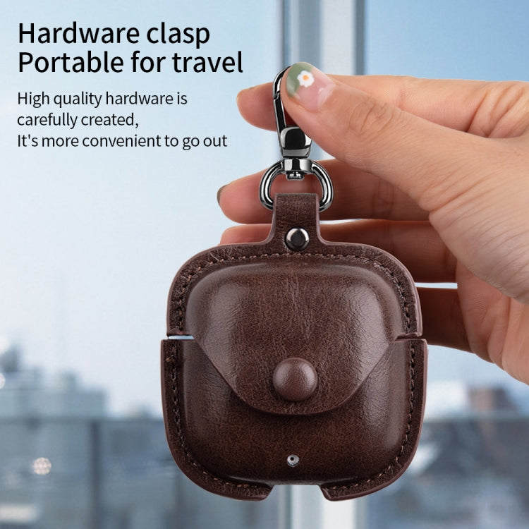For Huawei FreeBuds SE 2 / SE 3 Leather TWS Earphone Protective Case with Hook(Light Brown) - Huawei Earphone Case by buy2fix | Online Shopping UK | buy2fix