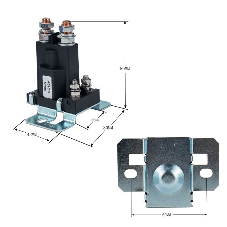 Car Modification Small Contact 12V / 500A Contact Dual Battery High Current DC Relay - Relays by buy2fix | Online Shopping UK | buy2fix