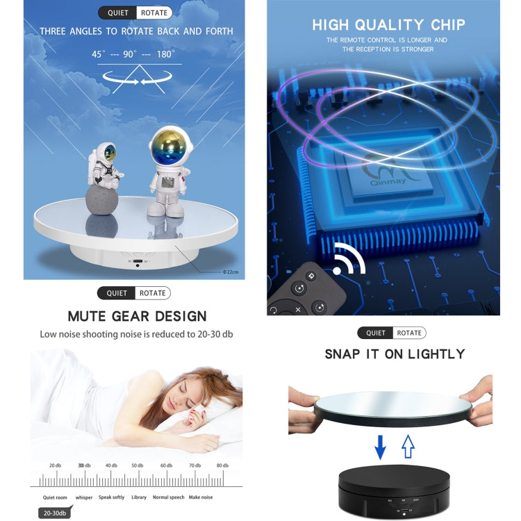 22cm Mirror Electric Rotating Display Stand Live Video Shooting Props Turntable Regular Version(White) by buy2fix